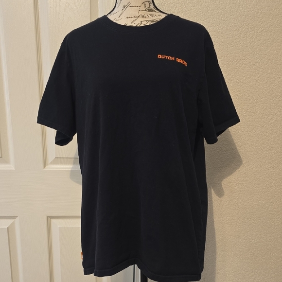 Dutch Bros Tops - Dutch Bros Womens Black Tee with Coral Logo, Size Slim Fit Large